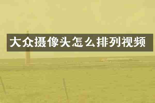 大众摄像头怎么排列视频
