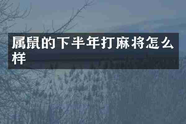 属鼠的下半年打麻将怎么样
