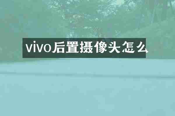 vivo后置摄像头怎么