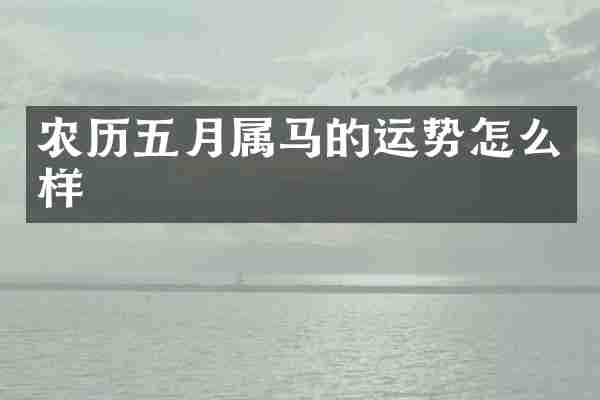 农历五月属马的运势怎么样