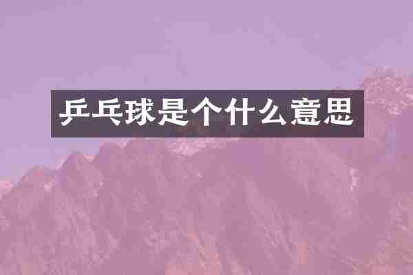 乒乓球是个什么意思