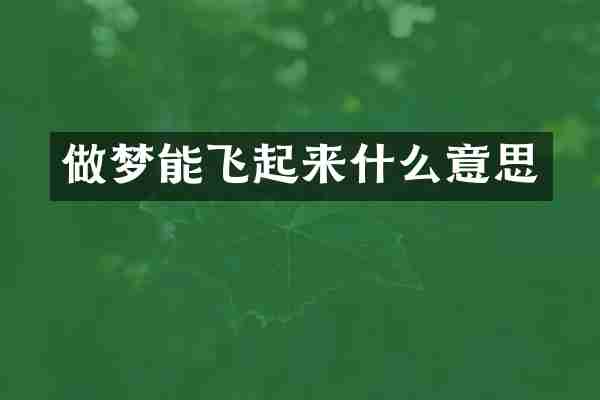 做梦能飞起来什么意思
