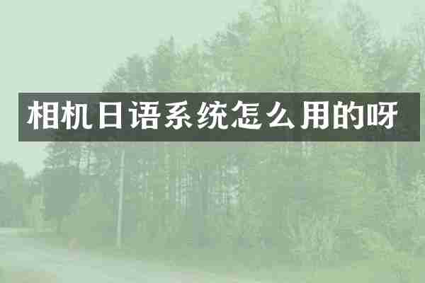 相机日语系统怎么用的呀