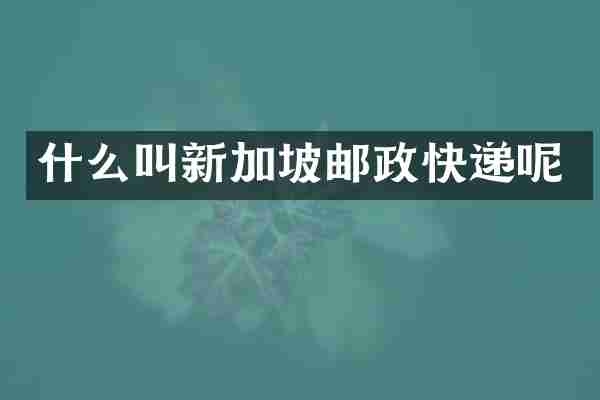 什么叫新加坡邮政快递呢