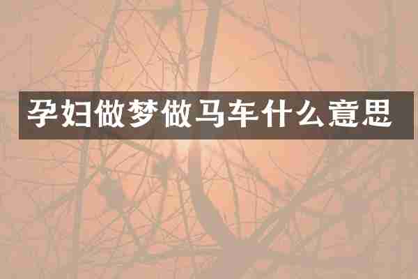 孕妇做梦做马车什么意思