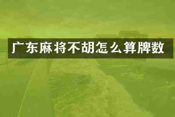 广东麻将不胡怎么算牌数