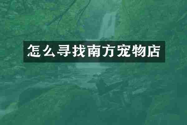 怎么寻找南方宠物店