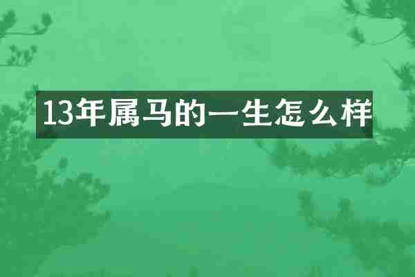 13年属马的一生怎么样