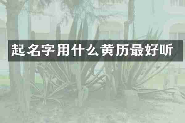 起名字用什么黄历最好听