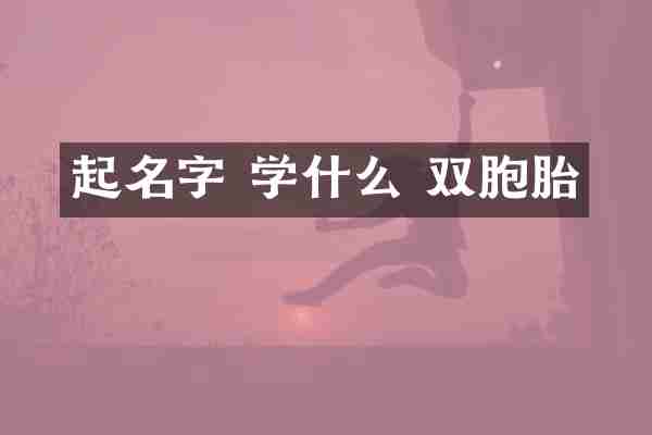 起名字 学什么 双胞胎