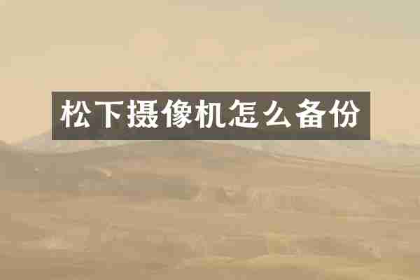 松下摄像机怎么备份