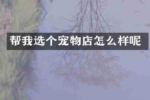 帮我选个宠物店怎么样呢