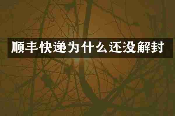 顺丰快递为什么还没解封