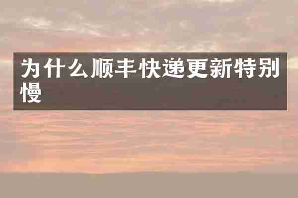 为什么顺丰快递更新特别慢