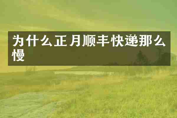 为什么正月顺丰快递那么慢