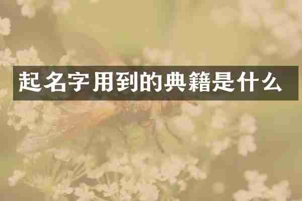 起名字用到的典籍是什么