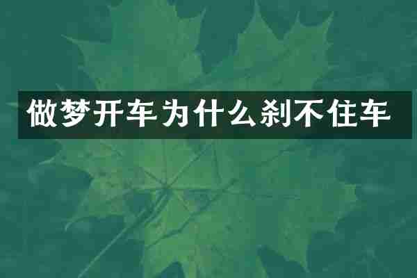 做梦开车为什么刹不住车
