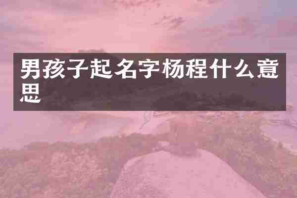男孩子起名字杨程什么意思