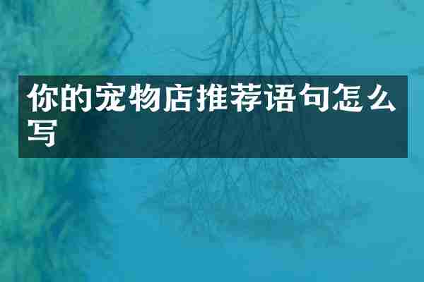 你的宠物店推荐语句怎么写