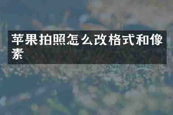 苹果拍照怎么改格式和像素