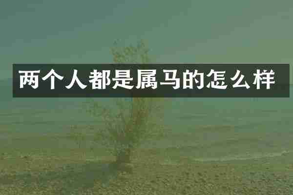 两个人都是属马的怎么样