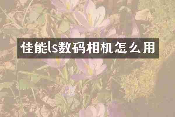 佳能ls数码相机怎么用