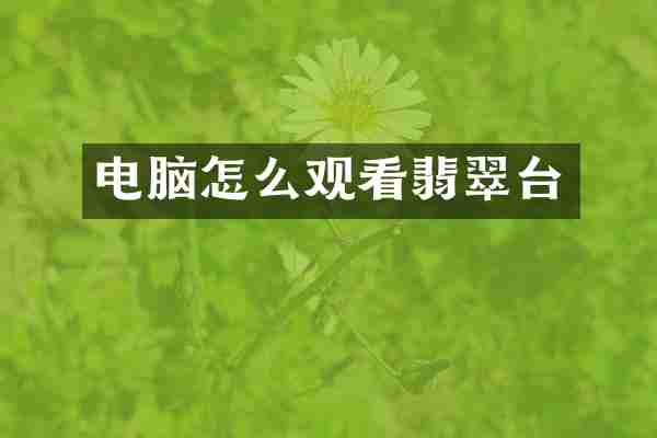 电脑怎么观看翡翠台