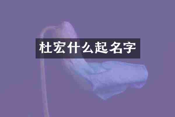 杜宏什么起名字