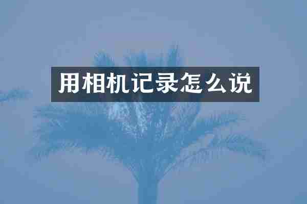 用相机记录怎么说