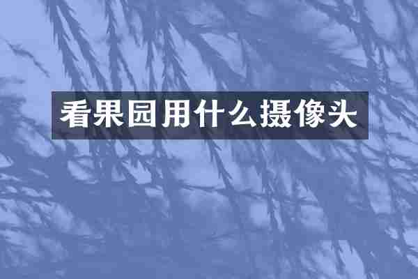 看果园用什么摄像头