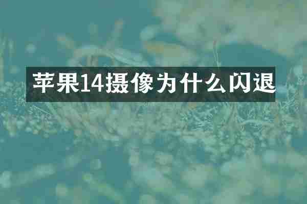 苹果14摄像为什么闪退