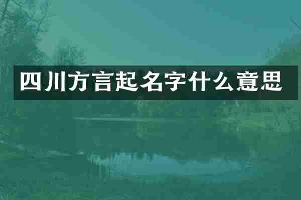 四川方言起名字什么意思