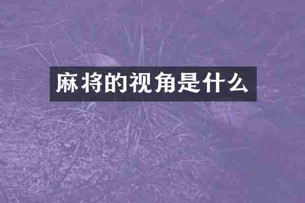 麻将的视角是什么