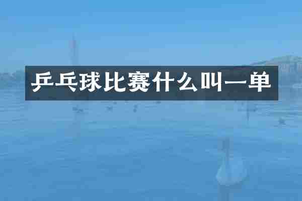 乒乓球比赛什么叫一单