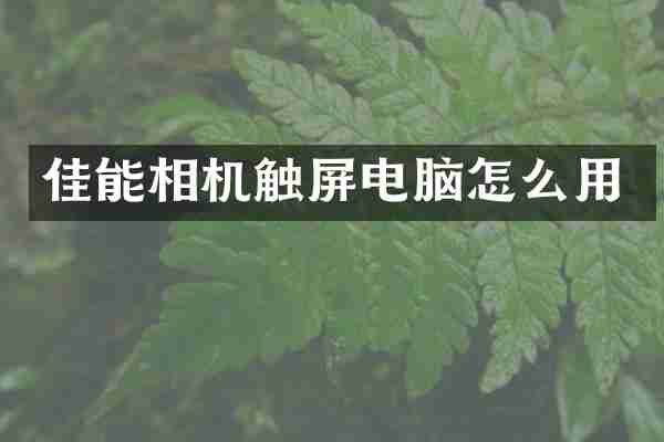 佳能相机触屏电脑怎么用