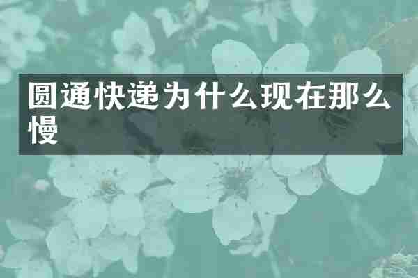 圆通快递为什么现在那么慢