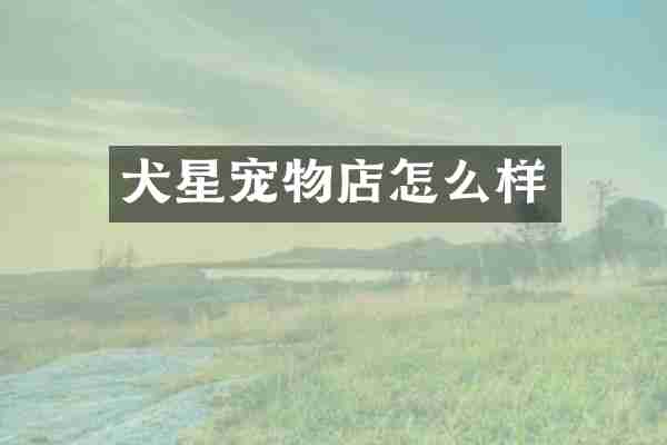 犬星宠物店怎么样
