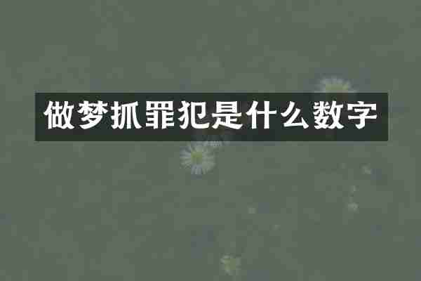做梦抓罪犯是什么数字