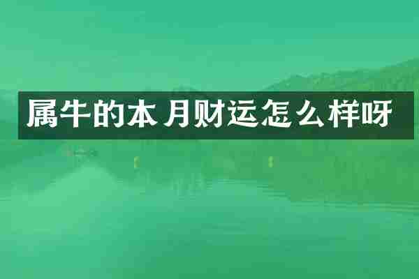 属牛的本月财运怎么样呀