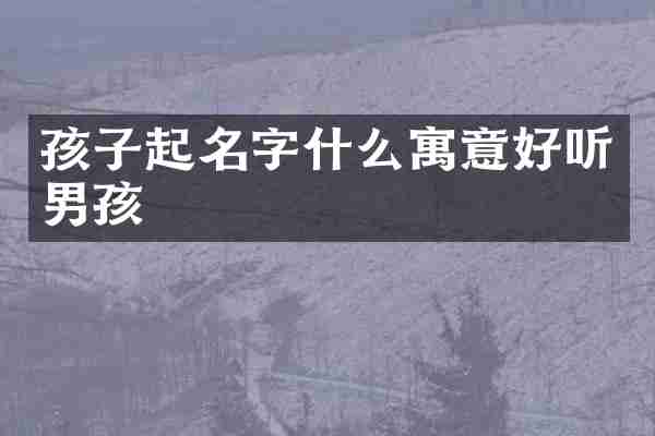 孩子起名字什么寓意好听男孩