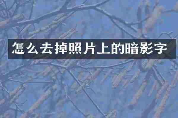 怎么去掉照片上的暗影字