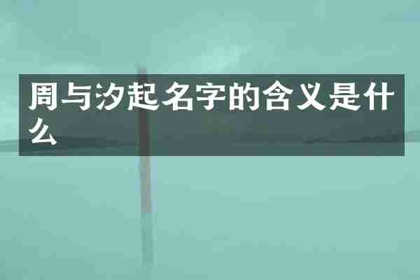 周与汐起名字的含义是什么