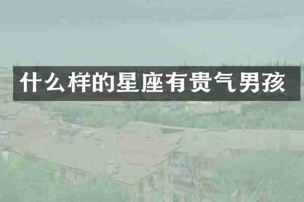 什么样的星座有贵气男孩