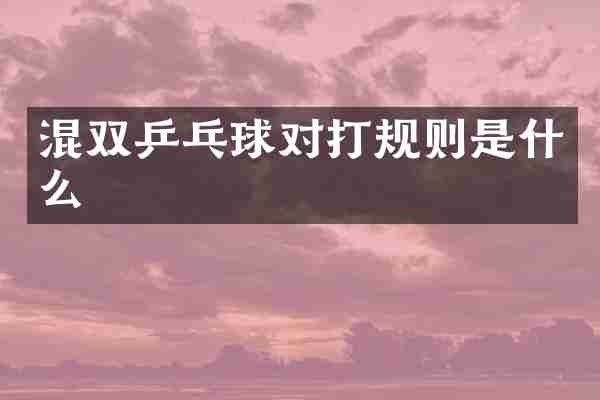 混双乒乓球对打规则是什么