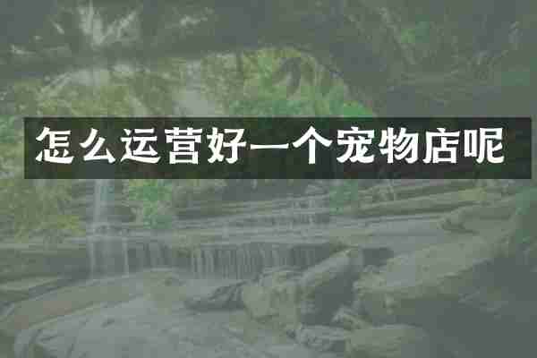 怎么运营好一个宠物店呢