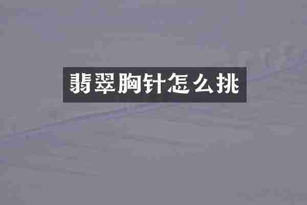 翡翠胸针怎么挑