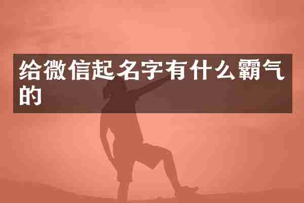 给微信起名字有什么霸气的