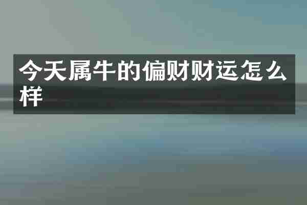 今天属牛的偏财财运怎么样