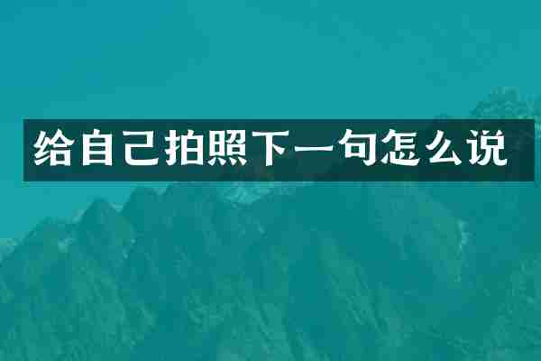 给自己拍照下一句怎么说