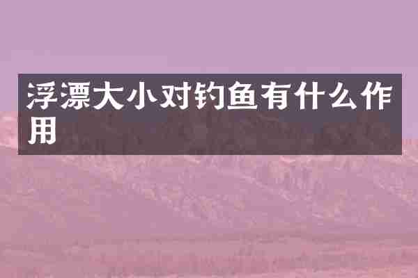 浮漂大小对钓鱼有什么作用